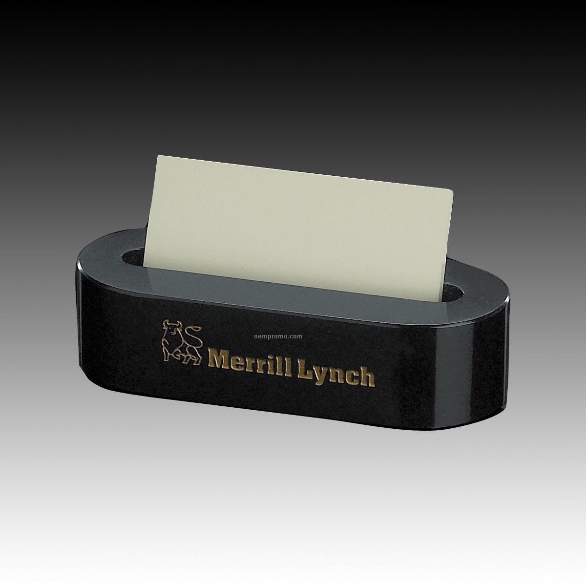 Black Oval Genuine Marble Business Card Holder