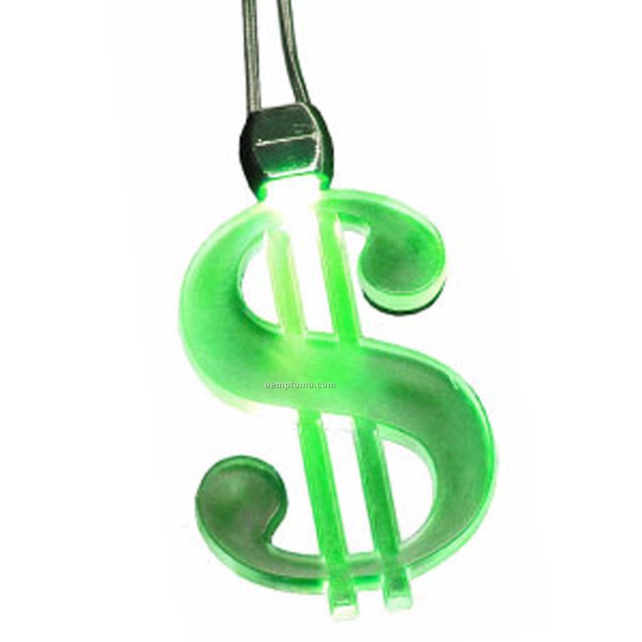 Green Dollar Sign Light Up Pendant Necklace