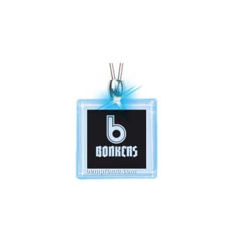 Necklace W/ Square Frosted Light Up Pendant - Blue