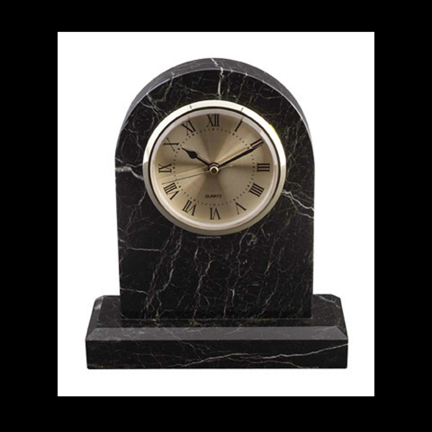 7-3/4" Black Zebra Arch Marble Clock