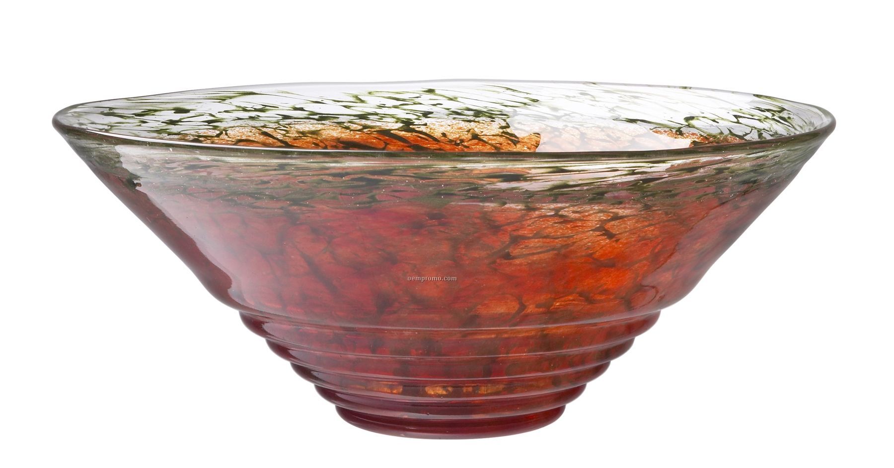 Corfu Medium Glass Bowl W/ Ring Design By Kjell Engman