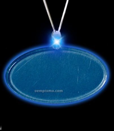 Necklace W/ Oval Frosted Light Up Pendant - Blue