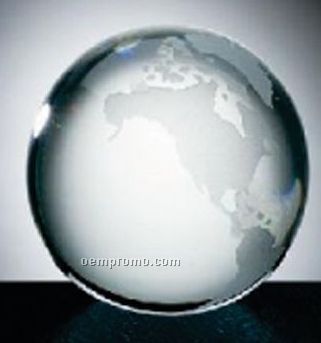 Optic Crystal World Globe With Flat Bottom (3 1/8")
