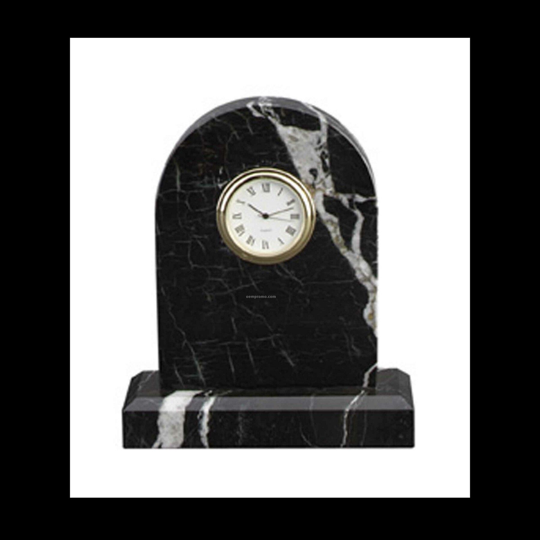 5" Black Zebra Arch Marble Clock