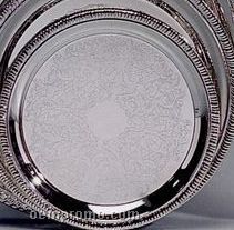 8" Silver Plated Round Tray W/ Scroll Edge