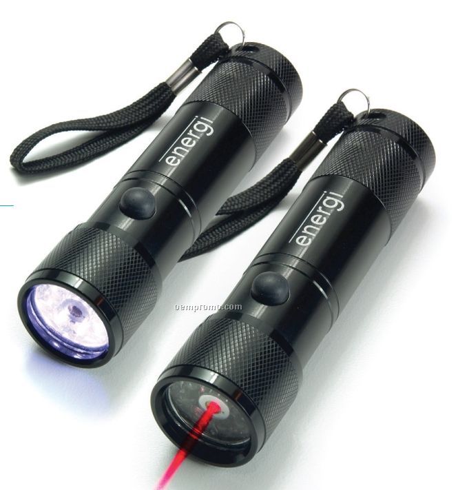 Aluminum LED Flashlight W/ 8 LED & Laser Pointer
