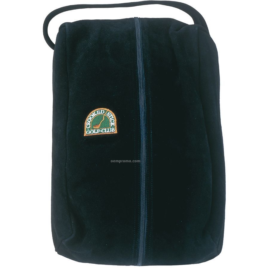 Genuine Suede Fur Lined Clubhouse Style Shoe Bag (2011) - Embroidered