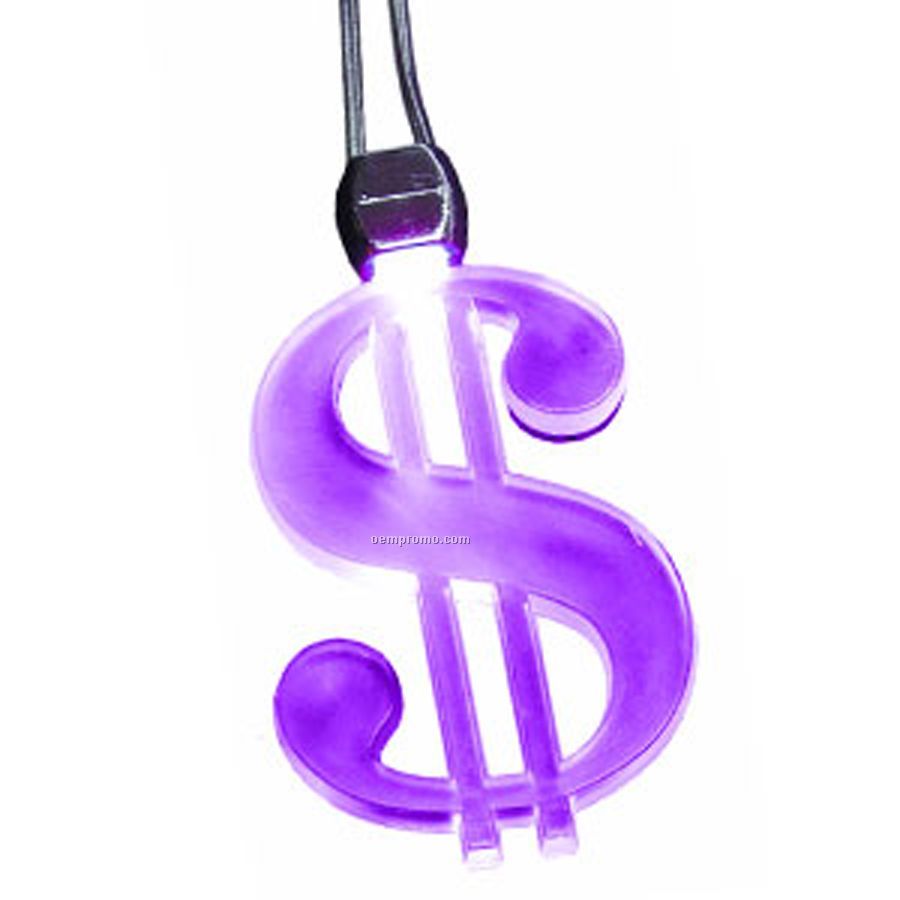 Purple Dollar Sign Light Up Pendant Necklace
