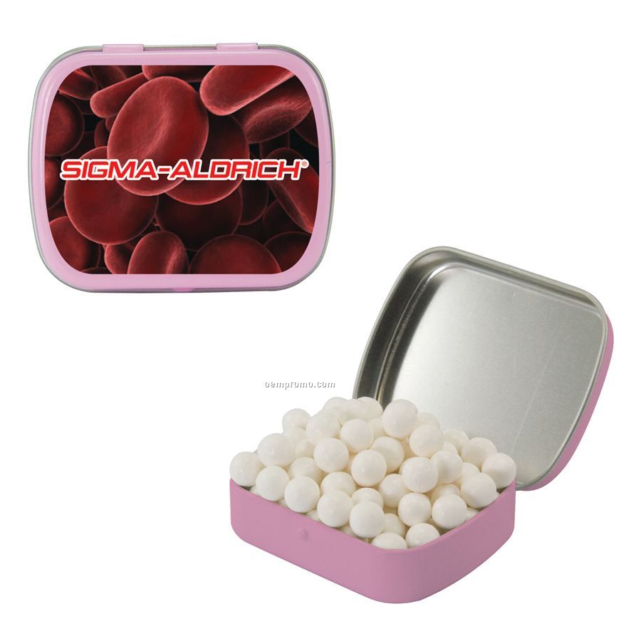 Small Pink Mint Tin Filled With Signature Peppermints