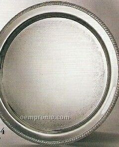 20" Silver Plated Round Gadroon Tray W/ Scroll Edge