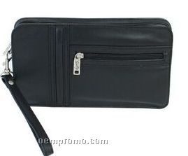 Black Plonge Leather Personal Clutch Case