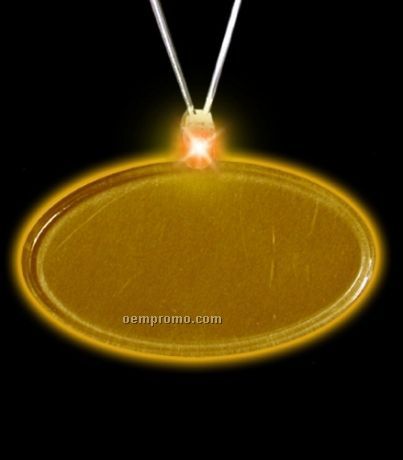 Necklace W/ Oval Frosted Light Up Pendant - Orange
