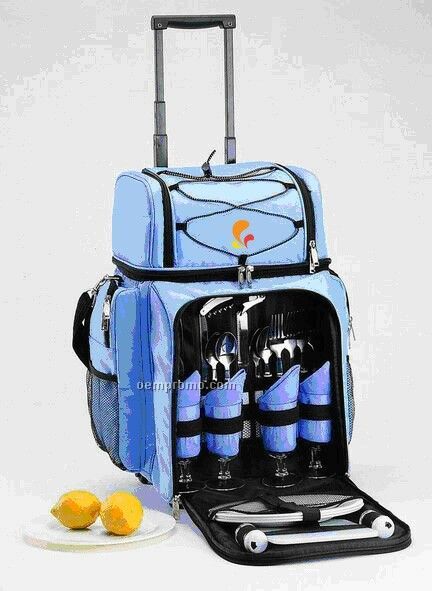 Rolling Picnic Bag W/Service For 4