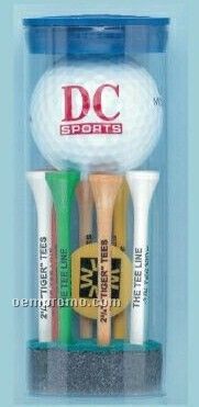 Titleist Golf Ball Tube W/ 1 Ball, Eight 2-1/8" Tees & Ball Marker