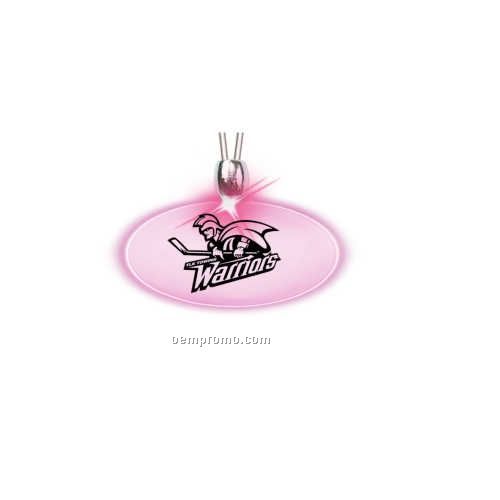 Necklace W/ Oval Frosted Light Up Pendant - Pink