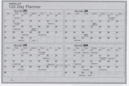 120 Day Planning Board Kit (36"X48")