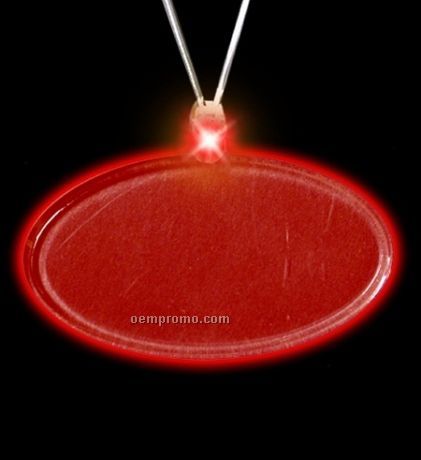 Necklace W/ Oval Frosted Light Up Pendant - Red