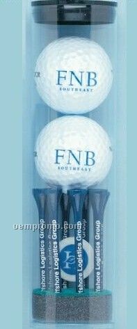 Best Buy Golf Ball Tube W/ 2 Balls, Eight 2-1/8" Tees & Ball Marker