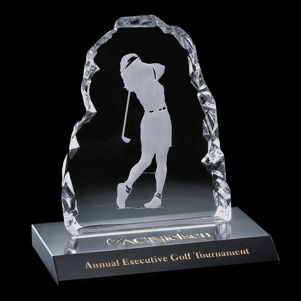 Golf Iceberg Award On Marble W/ Female Golfer