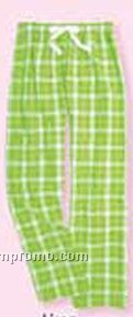 Youth Lime Green Plaid Fashion Flannel Pant With Tie Cord