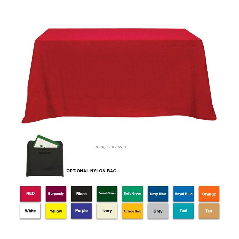 6' Poly/Cotton Table Covers W/ 3 Side Coverage ( Blank)