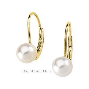 Ladies' 14ky 6mm Cultured Pearl Lever Back Earring