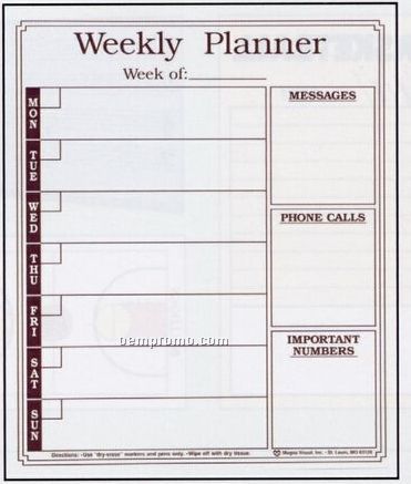 Magnetic Dry Erasable Weekly Planner