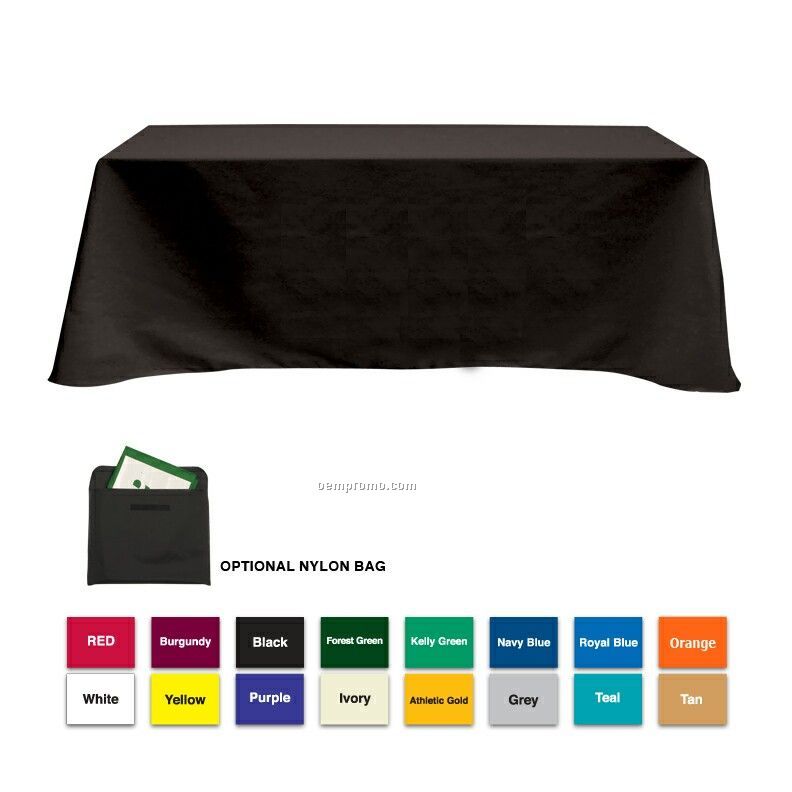 8' Poly/Cotton Table Covers W/3 Side Coverage ( Blank)