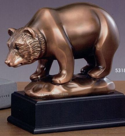 Carved Look Bear Trophy W/ Rectangle Base (6.5"X6.5")