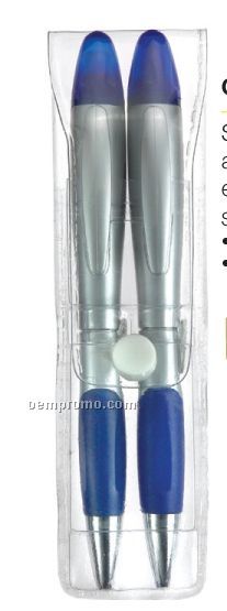 Silver Champion Ballpoint Pen/Highlighter/Pencil/Eraser Combo