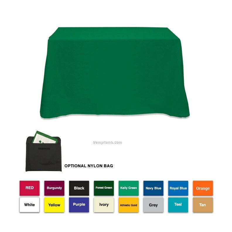 4' Poly/Cotton Table Cloth W/4 Side Coverage (Blank)