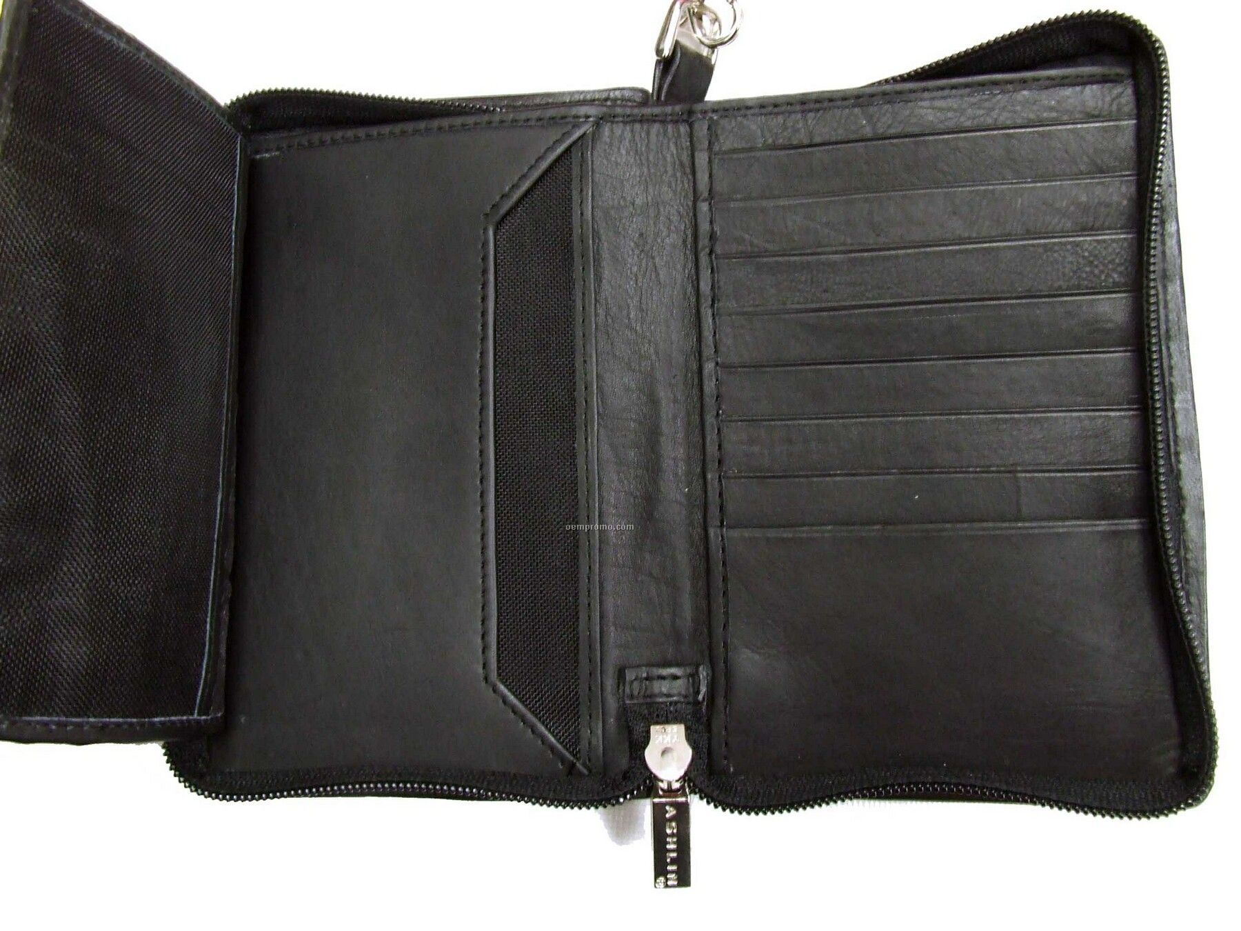 Black Cowhide Zippered Passport Cover