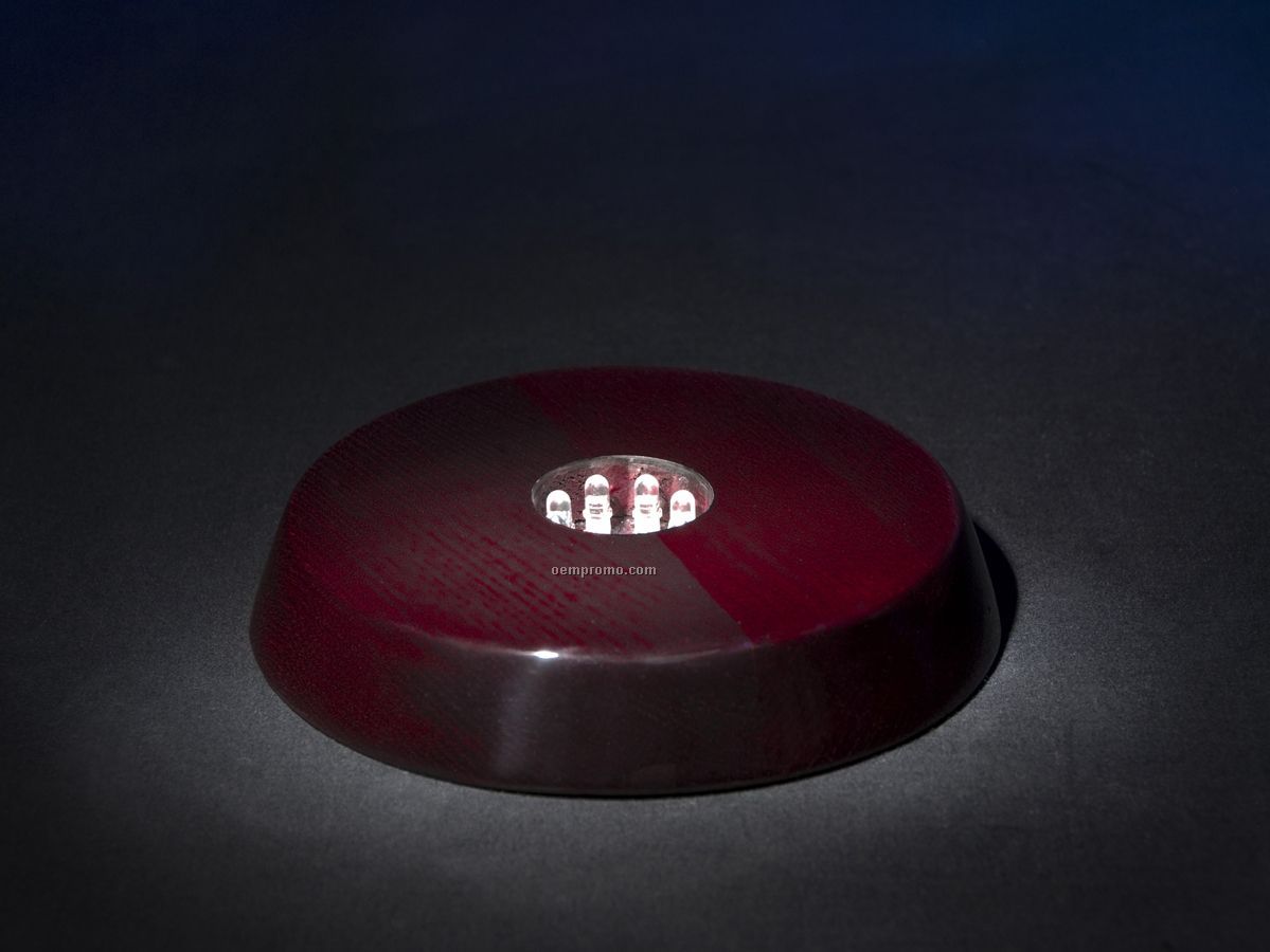 Rosewood LED Base With 5" Circular Smooth Top Surface.