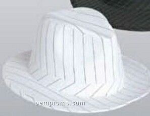 White Polyester/ Cotton Pinstripe Fedora Hat