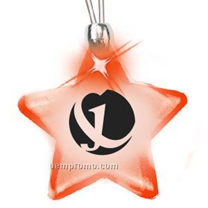 Necklace W/ Frosted Light Up Star Pendant - Red