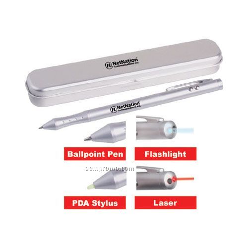 4-in-1 Laser/ Flashlight Pen With PDA Stylus