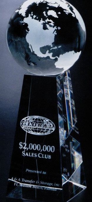Global Gallery Crystal Tapered Globe Award (8")