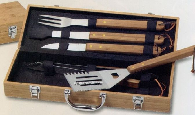 5 Piece Deluxe Bamboo Bbq Set