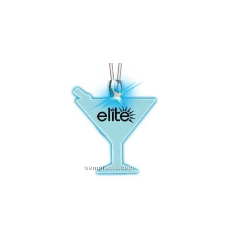 Necklace W/ Frosted Light Up Martini Pendant - Blue
