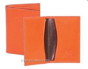 Walnut Italian Leather Business Card Case