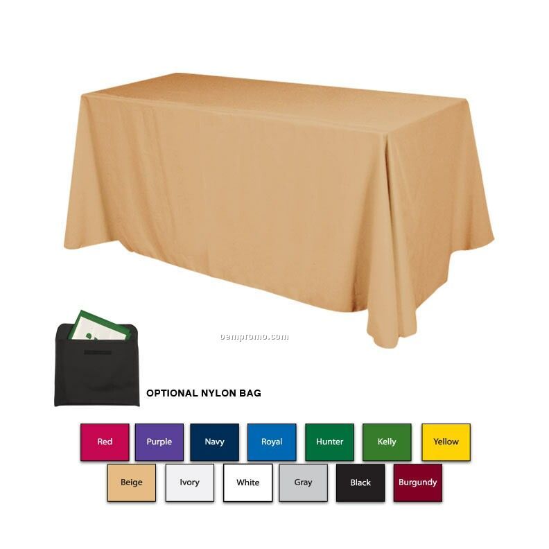 6' Polyester Table Cover W/3 Side Coverage (Blank)