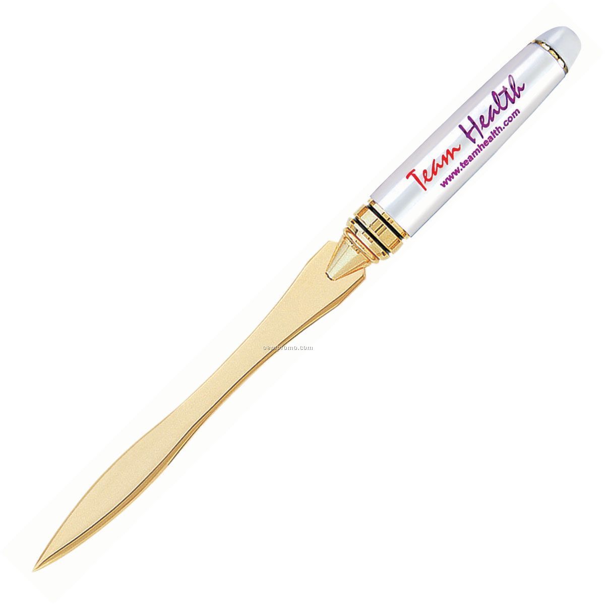 Glisten White And Gold Two Tone Letter Opener, Heavy Weight Construction