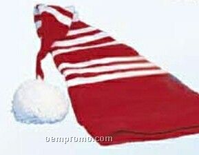 Red Acrylic Winter Knit Stocking Cap W/ White Striping