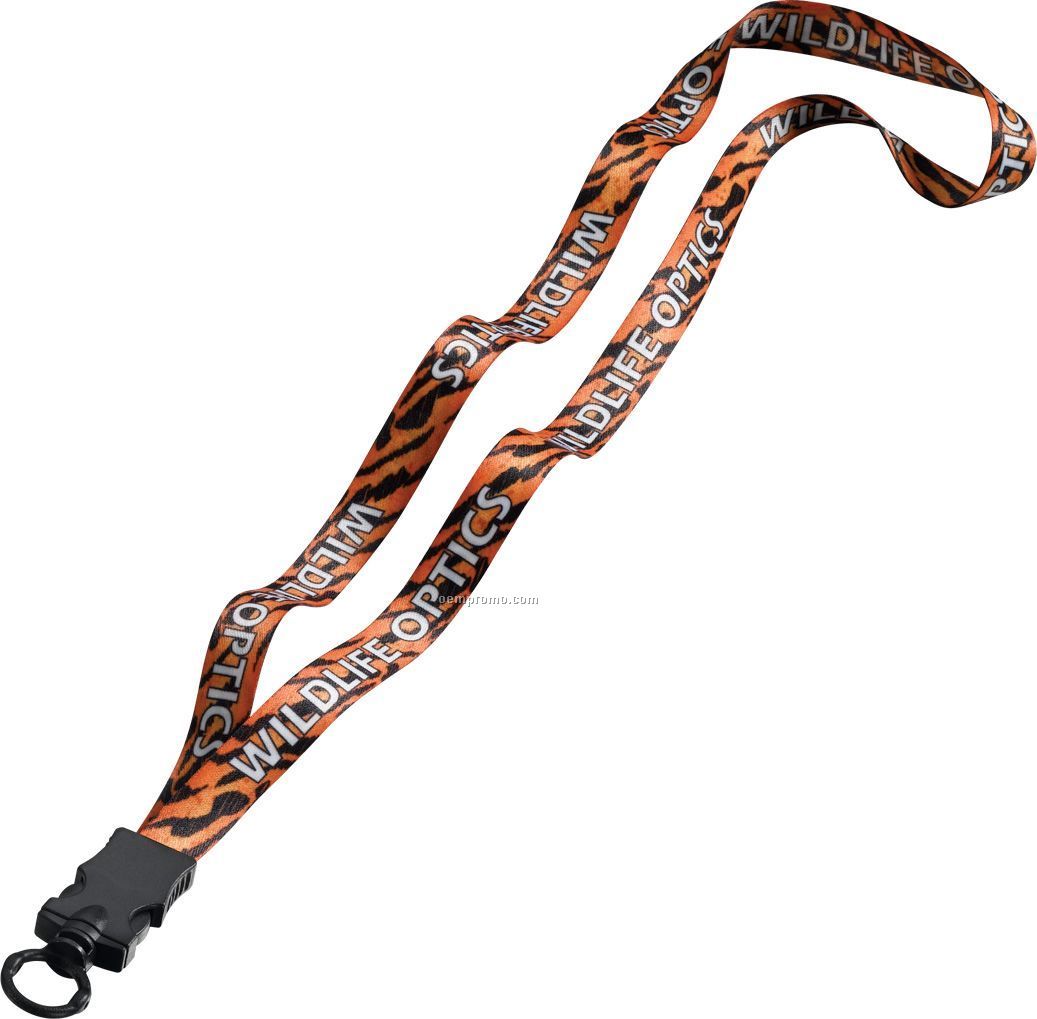 1/2" Dye Sublimated Lanyard W/ Plastic Snap Buckle Release & O-ring