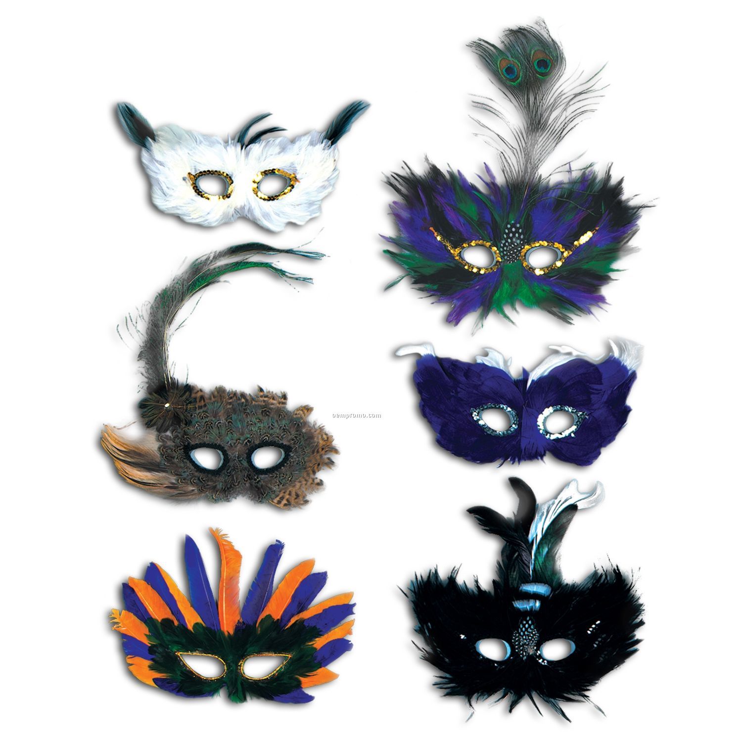 Majestic Fanci Feather Mask Assortment W/ Elastic