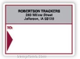 Pinfed Mailing Label With Burgundy Red Arrow