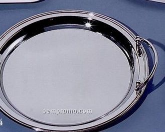 Nickel Plated Round Tray W/ Handles