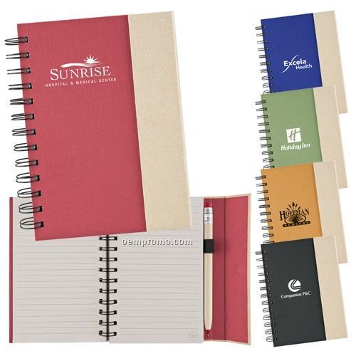 Recycled Fold Over Notebook W/ Pb822 Pencil Ballpoint Pen
