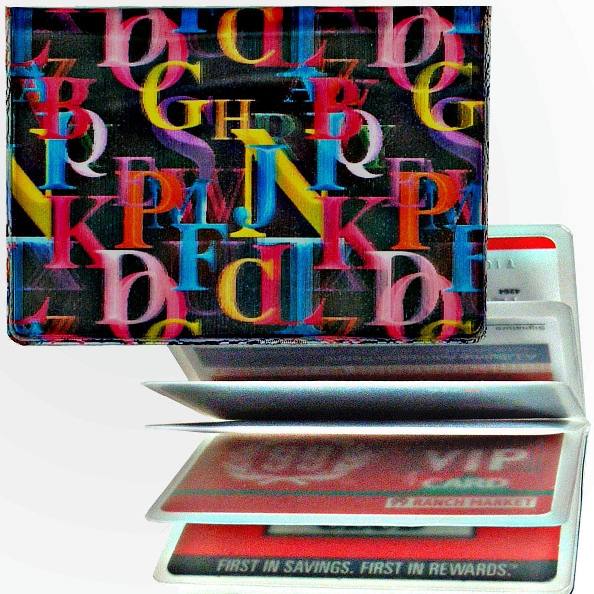 3d Lenticular Id / Credit Card Holder (Alphabet On Black)