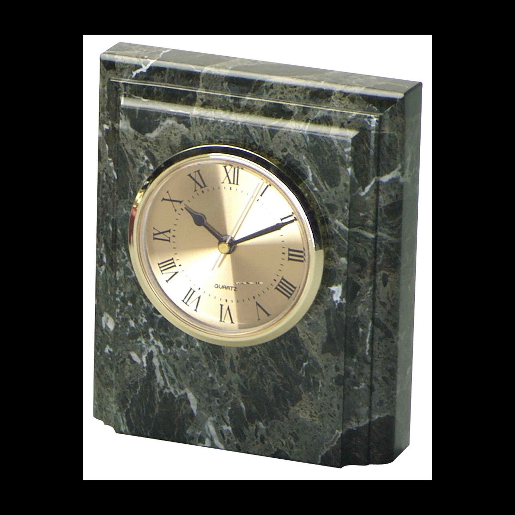 6" Jade Green Marble Square Desk Clock